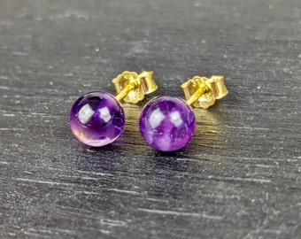 Sweet stud earrings real amethyst - real gold 333/000 | Earrings Amethyst - real gold - SWEET