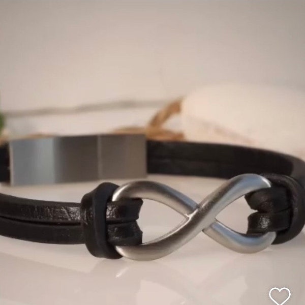 FRANK 1967 | Armband Infinity echt Leder schwarz mit Edelstahl | Schmuckstyck