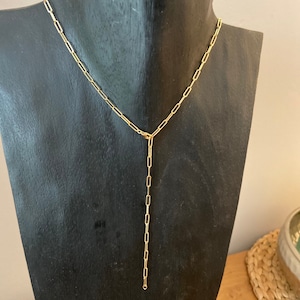Catena a maglie in oro a Y, catena larga con ancora, lunghezza 60 o 45 cm - placcata in oro nobile | Stile dei gioielli: senza tempo, casual, elegante