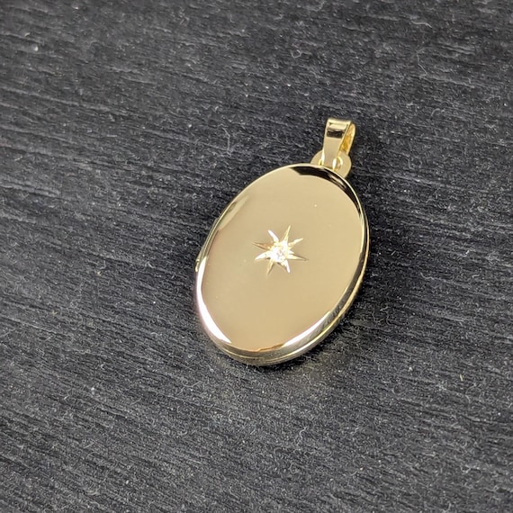 Collier/ Medaillon Anhänger mit Zirkonia  -echt Gold 333- 2,5 cm | Schmuckstyck  MEGA EDEL