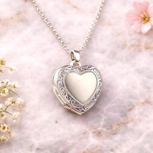 Herz Medaillon 925 Silber Kette – Foto Medaillon Collier – Geschenk für Freundin, Mama, Oma – personalisierbarer Anhänger – Schmuckstyck