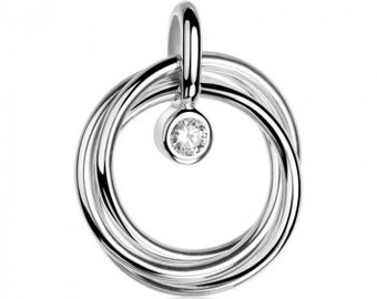 Anhänger 3 einzelne Ringe mit Zirkonia in 925 Silber   |  Schmuckstyck