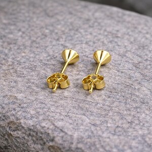 Peridot stud earrings, 585 gold – genuine peridot gemstone, delicate 4.5 mm stud earrings – minimalist gold earrings – gemstone jewelry – gift image 5
