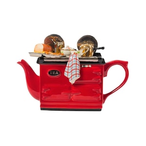 Large Aga Teapot – Sunday Lunch Red with Kettle, Roast & Yorkshire Details | Novelty Ceramic Teapot Gift | 46oz Collector’s Piece