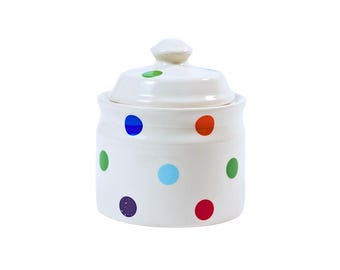 Playful Polka Dot Sugar Bowl - Retro Kitchen Accent