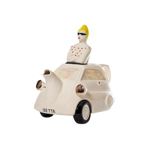 Cream Bubble Car Teapot: Elegant Ceramic Kitchen Decor