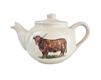 Highland Cow Small Betty Teapot - Nature inspired Ceramic Pottery for Cozy Tea Times