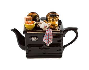 Breakfast Large Aga Style Teapot Black– Collectible Nostalgic Teapot for Vintage Kitchen Decor