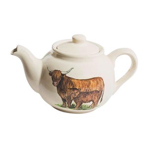 Highland Cow Medium Betty Teapot - Handmade Ceramic Pottery for Rustic Decor