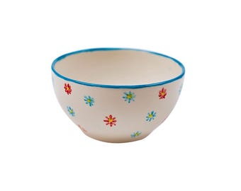 Hand-Painted Floral Nibbles Bowl, Vibrant Flower Snack Dish, Ceramic Serving Bowl