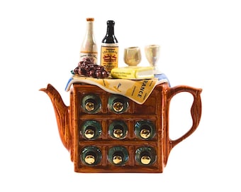 Hand-Painted French Vineyard Teapot – Wine Lover Gift, UK Ceramic Art