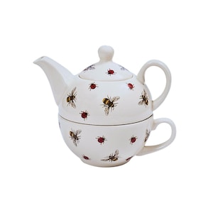 Bee & Ladybird Tea for One Set - Hand-Painted Ceramic Pottery for Tea Lovers