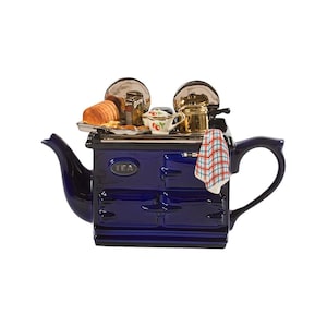 Large Aga Teapot – Sunday Lunch Blue with Kettle, Roast & Yorkshire Details | Novelty Ceramic Teapot Gift | 46oz Collector’s Piece