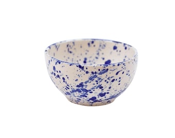 Splatter Blue Nibbles Bowl, Abstract Snack Dish, Modern Ceramic Bowl, Unique Kitchen Decor