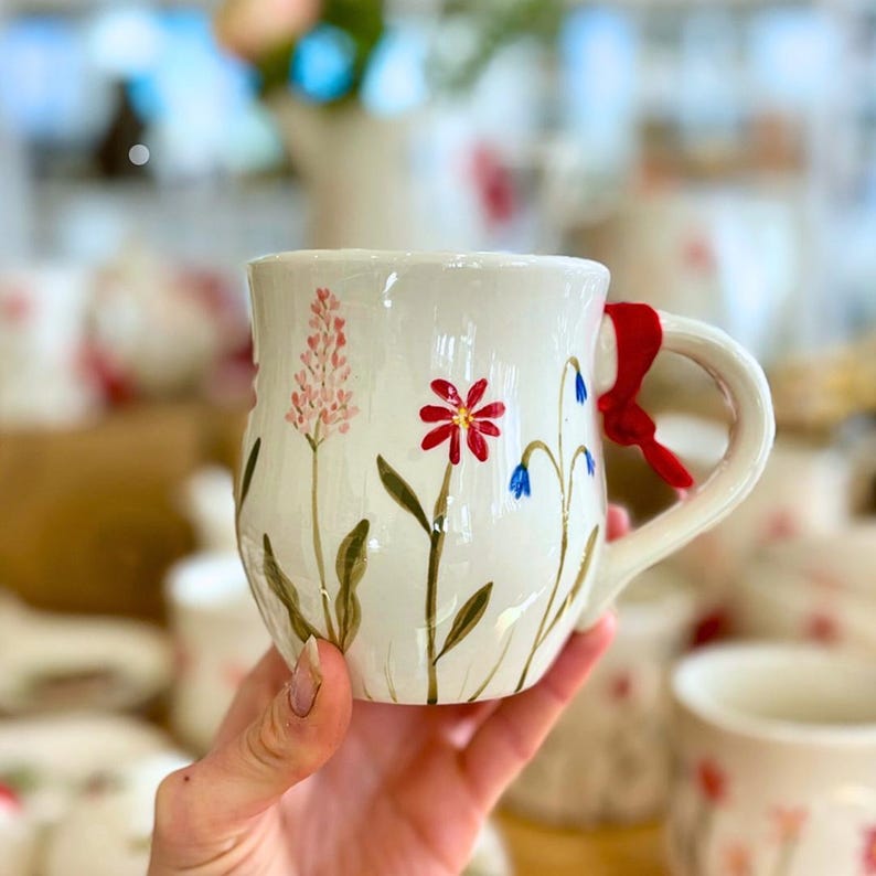 Hand-painted Wildflower Mug - Artisan Ceramic Mug for Tea and Coffee ...