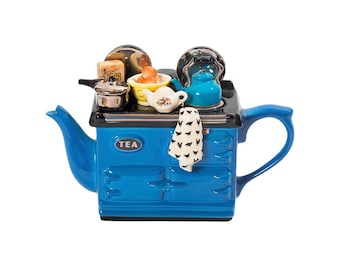 Breakfast Large Aga Style Teapot Electric Blue – Collectible Nostalgic Teapot for Vintage Kitchen Decor