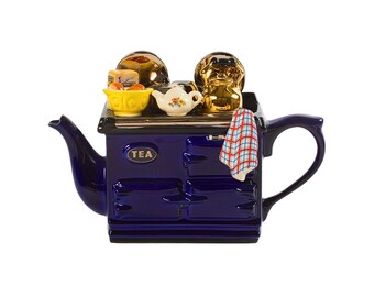 Breakfast Large Aga Style Teapot Blue – Collectible Nostalgic Teapot for Vintage Kitchen Decor