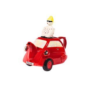 Red Bubble Car Teapot: Quirky Ceramic Kitchen Decor