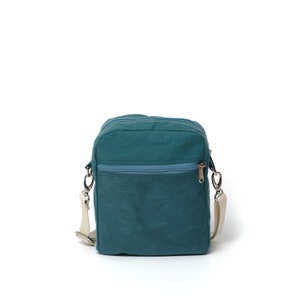 Mini bolso de viaje cruzado de lona encerada para unisex, mensajero de bolsillo con cremallera duradero con forro resistente al agua, Teal Koala 208 imagen 4