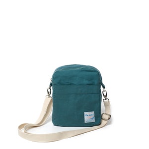 Mini bolso de viaje cruzado de lona encerada para unisex, mensajero de bolsillo con cremallera duradero con forro resistente al agua, Teal Koala 208 imagen 2