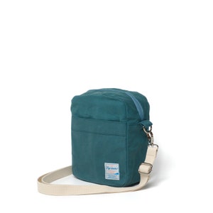 Mini bolso de viaje cruzado de lona encerada para unisex, mensajero de bolsillo con cremallera duradero con forro resistente al agua, Teal Koala 208 imagen 3