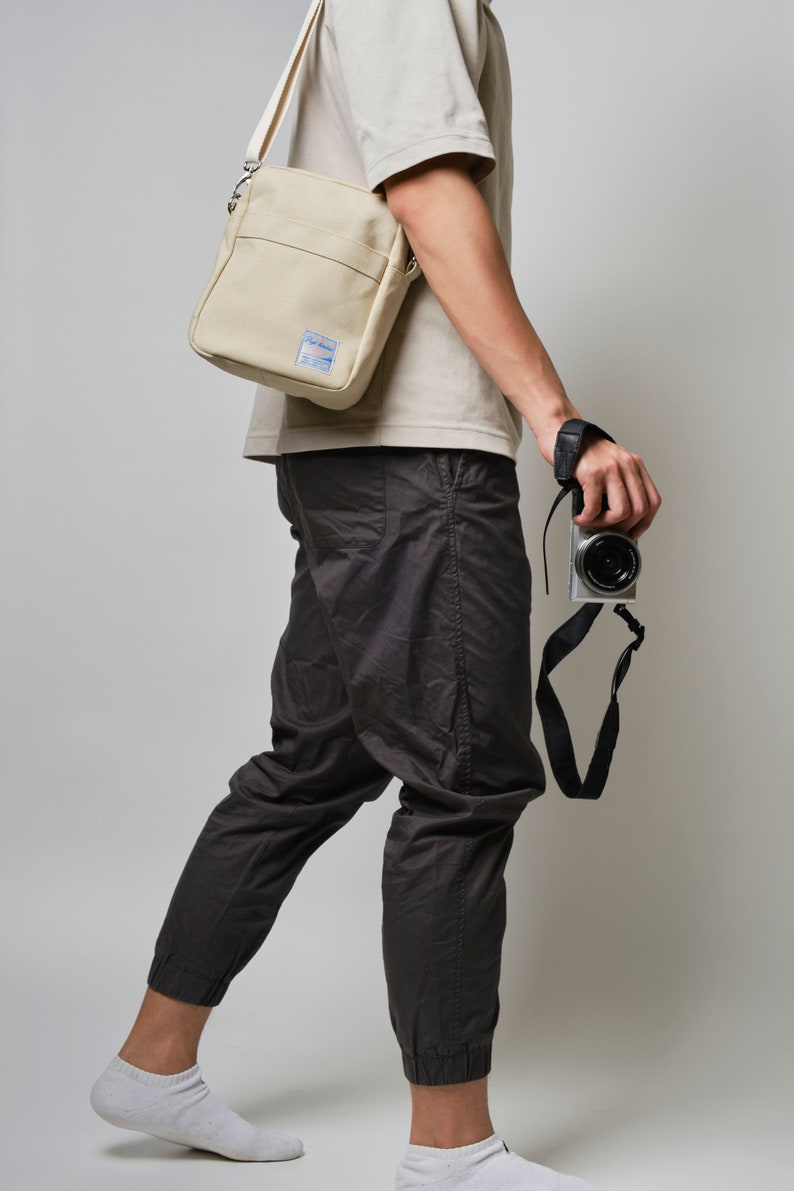 Mini bolso de viaje cruzado de lona encerada para unisex, mensajero de bolsillo con cremallera duradero con forro resistente al agua, Teal Koala 208 Cream