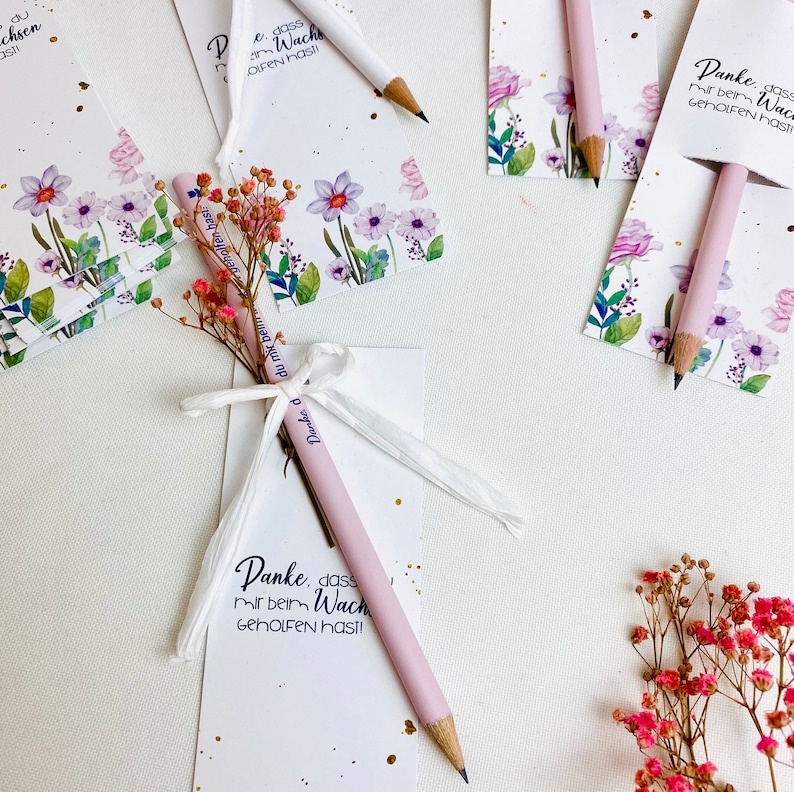 8x Holz Blumenstecker 'Danke Dass Du Mir Beim Wachsen Geholfen Hast' - Für Erzieher & Lehrer