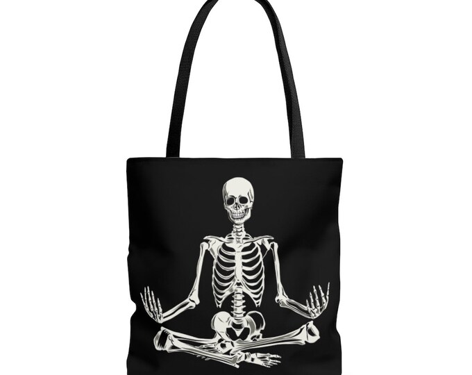 Skeleton Meditating Yogi Halloween Tote Bag