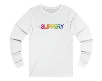 SLIPPERY Unisex Long Sleeve Tee 90s Graphic T-Shirt