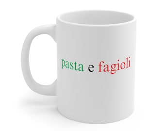 Pasta e Fagioli Mug | Italian Food Lover Coffee Cup | Minimalist Pasta Design Ceramic Mug | Italy Aesthetic Kitchen Gift | Unique Tea Cup