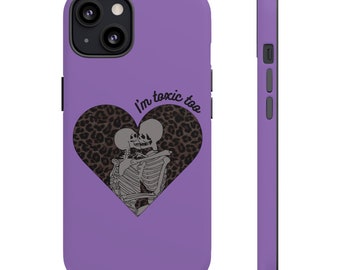 Skeletons Kissing "I'm Toxic Too" iPhone Galaxy Samsung Tough Cases Purple Halloween Phone Case