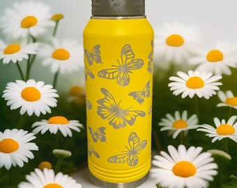Butterfly Water Bottle with Straw, Butterfly Water Bottle, Custom Insulated Water Bottle, Name Water Bottle, Custom Gift Bottle Gift,