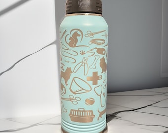Veterinarian Water Bottle with Straw, Vet tech Water Bottle, Custom Insulated Water Bottle, Animal Doctor Bottle, Custom Gift Bottle Gift,