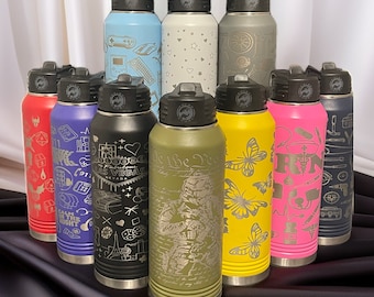 Custom Water Bottle with Straw, Engraved Water Bottle, Fandom Insulated Water Bottle, Name Water Bottle, Back To School Water Bottle