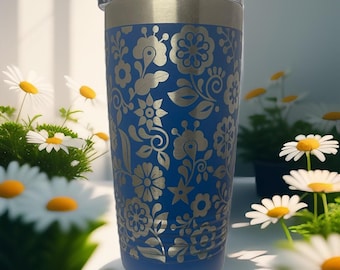 Floral Tumbler (Double Sided), Flowers drinkware, Coffee cup, Tumbler Gift For Him, Gift for Her