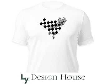 Maglietta unisex con cuore a scacchi: Retro Bella Canvas Top