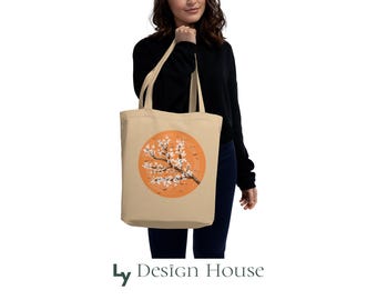 Bolsa de algodón orgánico Blossoms: amplio estampado floral