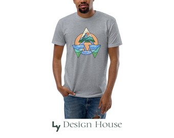 Maglietta aderente da uomo con triangolo geometrico: design astratto moderno