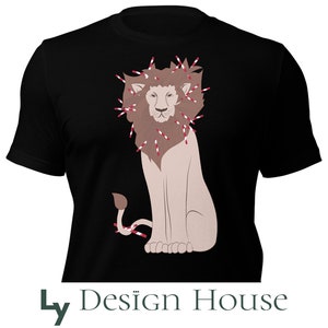Lion Candycane Unisex t-shirt, lion shirt, majestic lion,  Christmas shirt, animal lover shirt, lion clothing, Fantasy shirt, Escapism tee