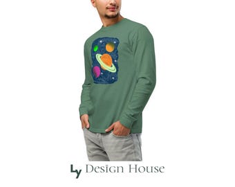 Galaxy Graphic Long Sleeve Shirt: Comfort Colors Celestial Tee