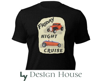 Freitag Nacht Kreuzfahrt Auto T-Shirt: Vintage Hot Rod Grafik T-Shirt