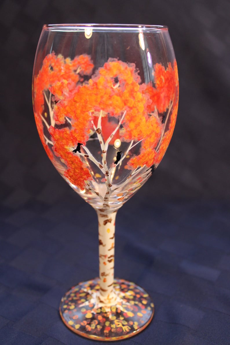 Seasonal Hand Painted Wine Glasses Etsy