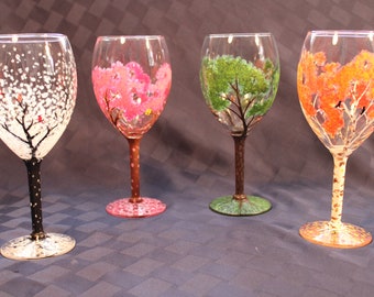 Seasonal Hand Painted Wine Glasses