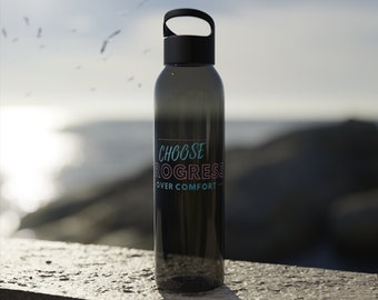 Choose Progress Over Comfort Water Bottle great for the gym, hiking or setting goals