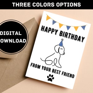 Afdrukbare verjaardagskaart van de hond, kaart van huisdier, hondenvader, hondenmoeder, cadeau van de hondeneigenaar, digitale download, 5x7, PDF
