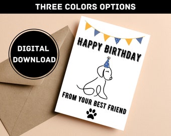 Birthday Card From Dog Printable - Etsy