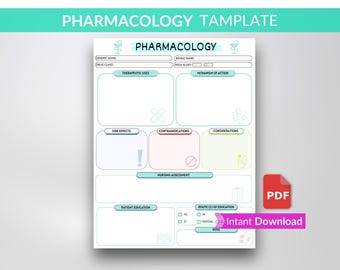 Vorlage für ein Pharmakologie-Lernmodul zum Ausdrucken, Leitfaden für Pflegemedikamente (Digitaler Download)