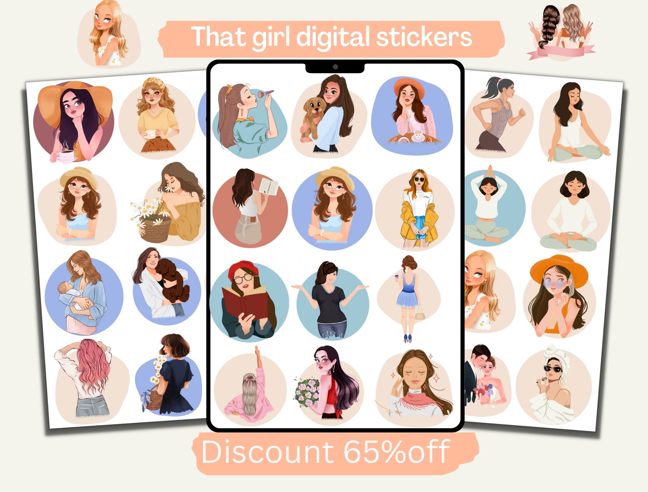 That Girl Aesthetic Digital Stickers
