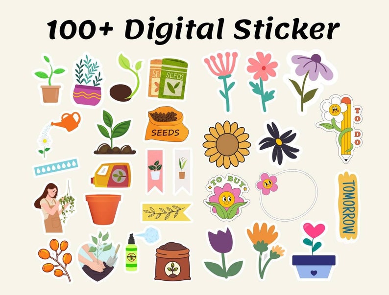 Garden Goodnotes Stickers , Plants Digital Stickers , Goodnotes
