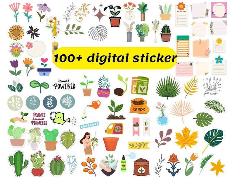 Garden Goodnotes Stickers , Plants Digital Stickers , Goodnotes